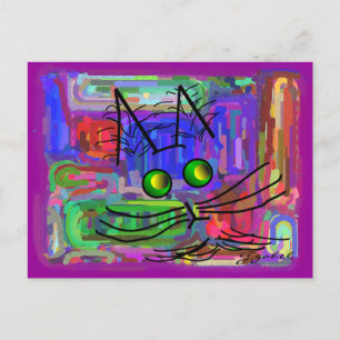 Cat Lovers "The Curious Abstract Cat" Art Postcard