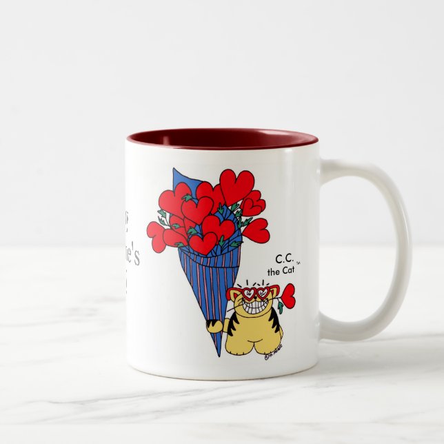 CAT LOVER'S VALENTINE Two-Tone COFFEE MUG (Right)