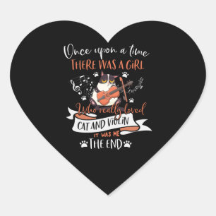 Cat Lovers Who Really Loved Cat & Violin Gift Heart Sticker