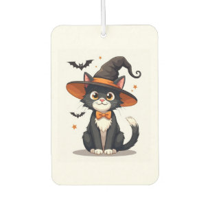 Cat Lovers Witches Hat on Tuxedo Cat Halloween Men Air Freshener
