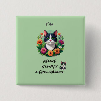 Cat lover'sFeLINE Simply MEOW-VaLOUScompact mirror 2 Inch Square Button