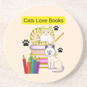 Cat Loves Books Coaster