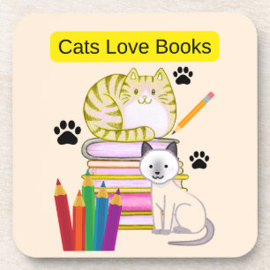 Cat Loves Books Coaster