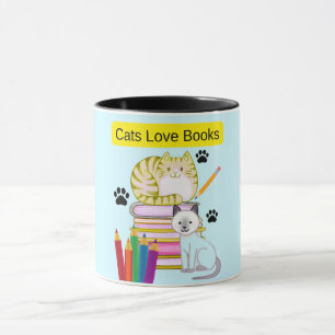 Cat Loves Books Mug