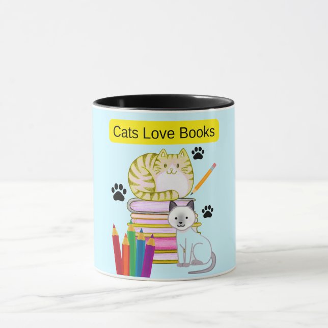 Cat Loves Books Mug (Center)