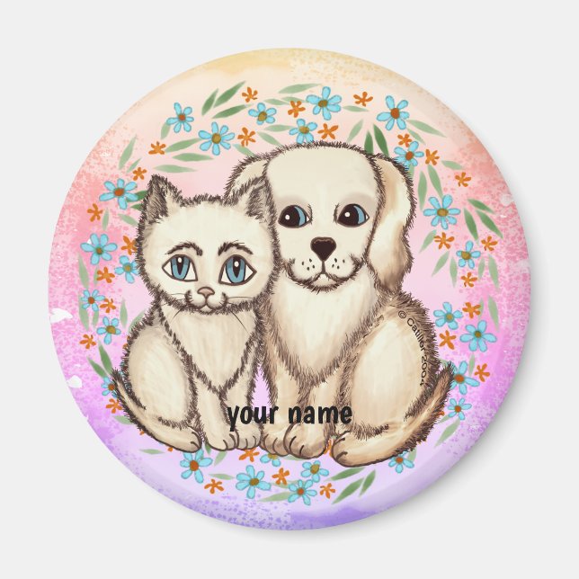 Cat Loves Dog magnet (Front)
