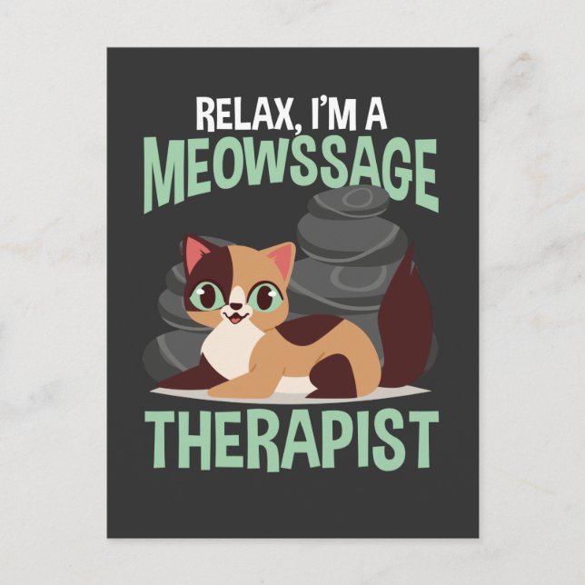 Cat Loving Stone Massage Therapist Kitty Fan Postcard (Front)
