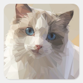 Cat lowpoly art square sticker