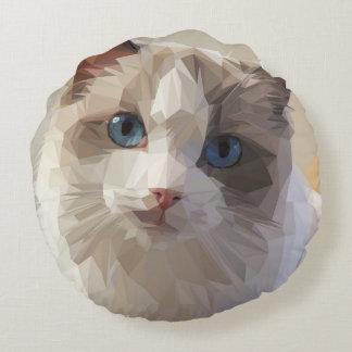 Cat Lowpoly Round Pillow