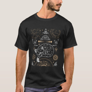 Cat Luna Moth Moon Phases Dark Academia Aesthetic  T-Shirt