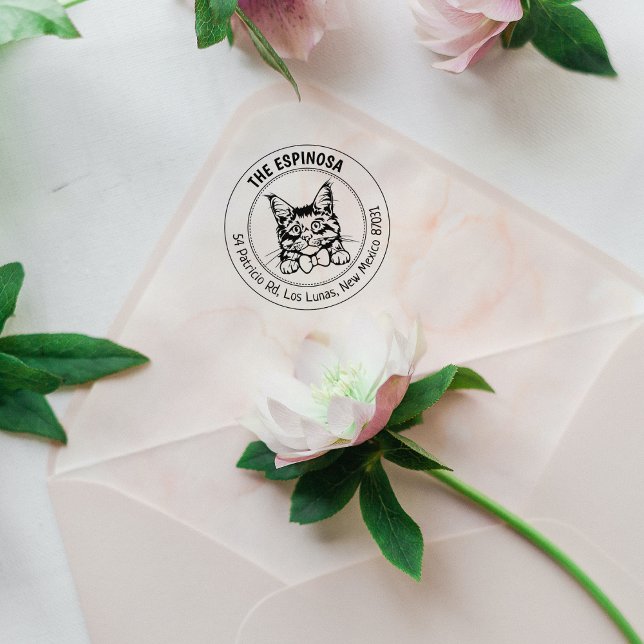 Cat Maine Coon Family Return Address  Rubber Stamp (Creator Uploaded)