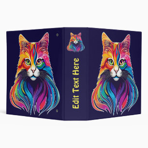 Cat Maine Coon Portrait Rainbow Colours Binder