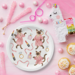 Cat Make up ARTIST for woman Girl Lady cat lovers Paper Plate