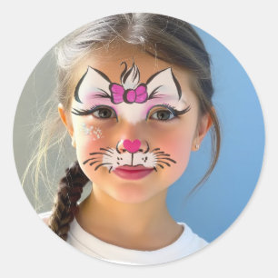 Cat Makeup Classic Round Sticker
