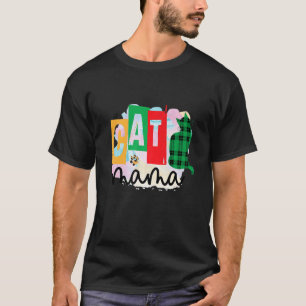 Cat Mama Graphic Patchwork T-Shirt