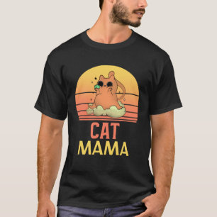 Cat Mama Vintage Eighties Style Cat Mom Retro Dist T-Shirt