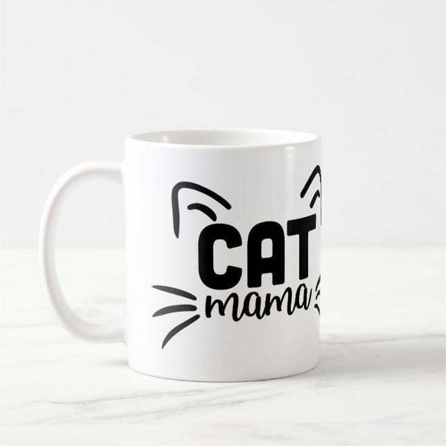 Cat Mama with Ears Coffee Mug – Cute Cat Mom Gift  (Left)
