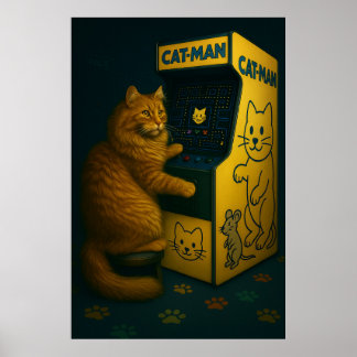 Cat-Man Arcade - Retro Gaming Poster de chat