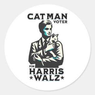 Cat Man Voter For Harris Wheimer Waltz  Classic Round Sticker