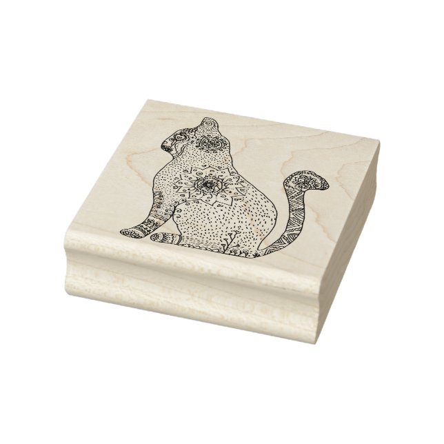 Cat, Mandala Cat Wood Art Stamp (Stamp)