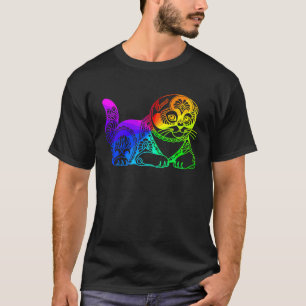Cat Mandala Rainbow Kitty Geometric Yoga Meditatio T-Shirt