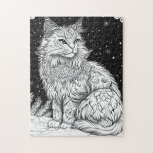 Cat Mandala under magical starry sky