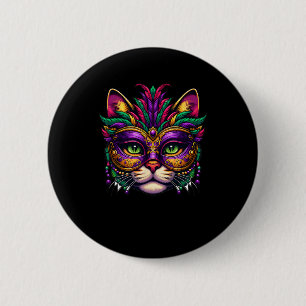 Cat Mardi Gras For Women Girls Cat Lover New Orlea 2 Inch Round Button