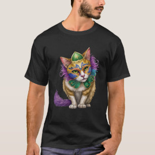 Cat Mardi Gras Happy Mardi Gras Carnival Cat  Kitt T-Shirt