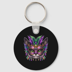 Cat Mask Mardi Gras New Orleans Carnival  Keychain