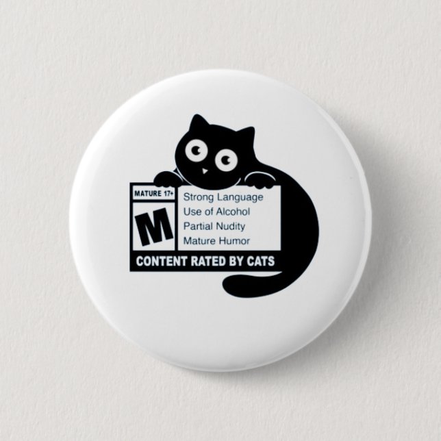 Cat Mature Content 2 Inch Round Button (Front)