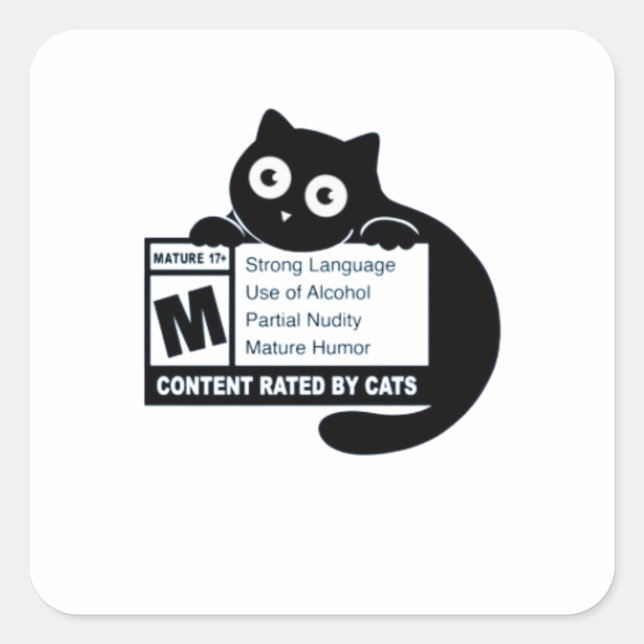 Cat Mature Content Square Sticker (Front)