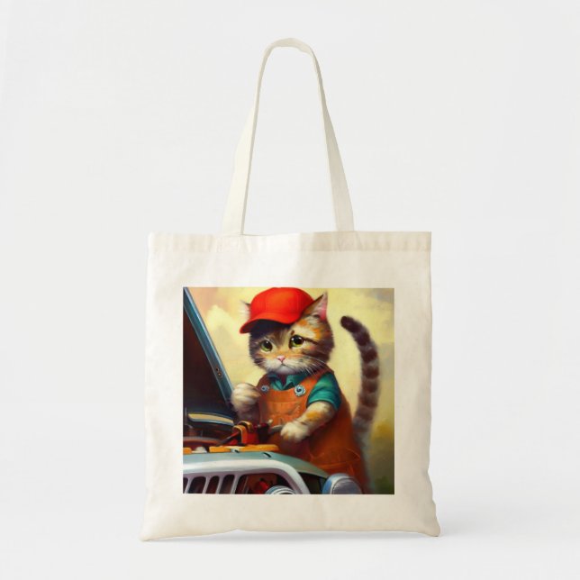 Cat Mechanic Tote Bag (Front)