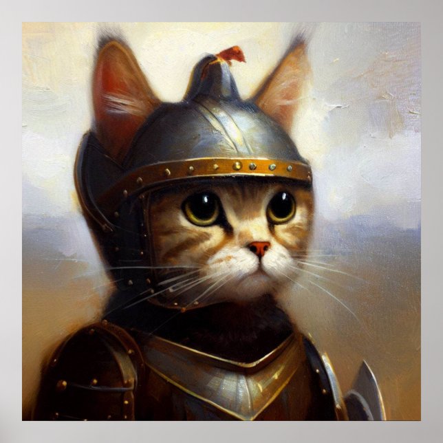 Cat Medieval Knight Poster (Front)