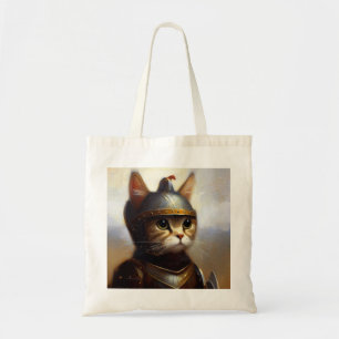 Cat Medieval Knight Tote Bag