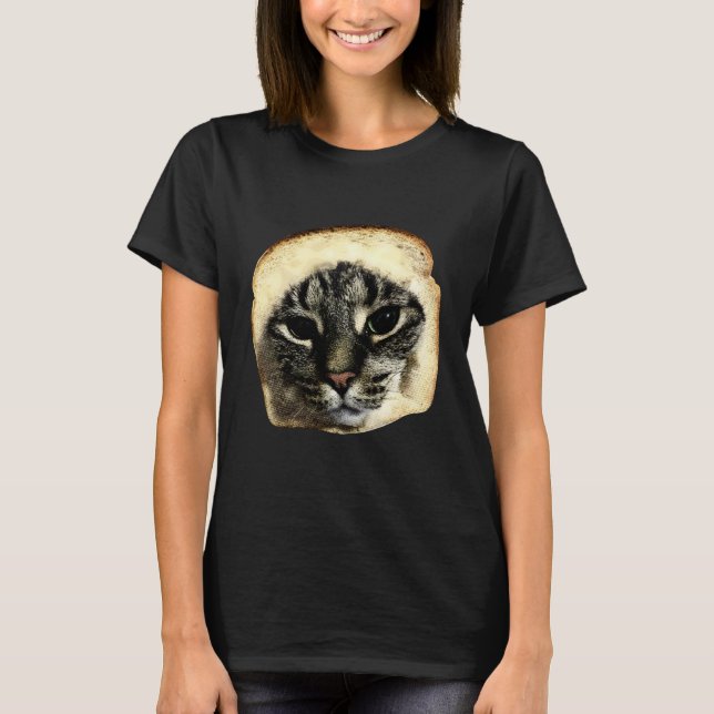 Cat Meme Funny Bread Face Silly Cat Lover Gift for T-Shirt (Front)
