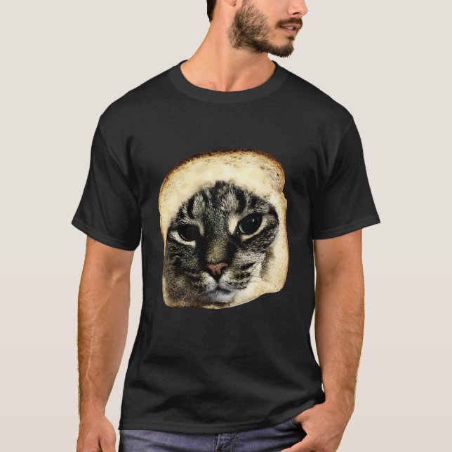 Cat Meme Funny Bread Face Silly Cat Lover Gift for T-Shirt (Front)