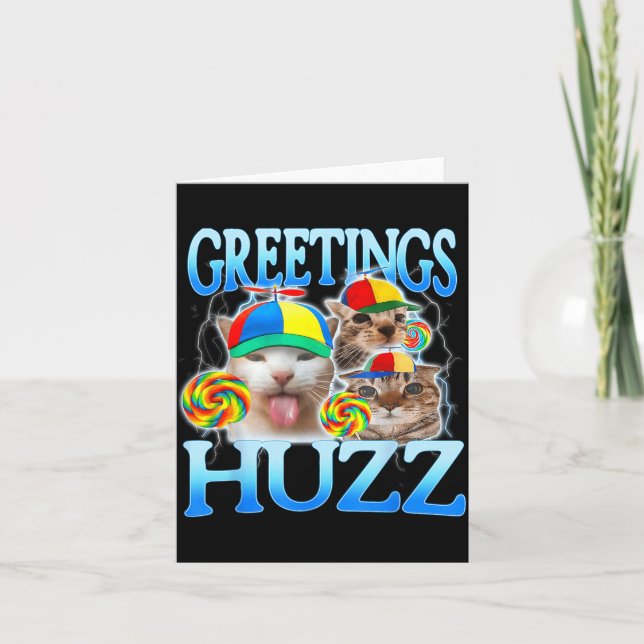 Cat Meme Greetings Huzz Funny Silly Cats Lover Card (Front)