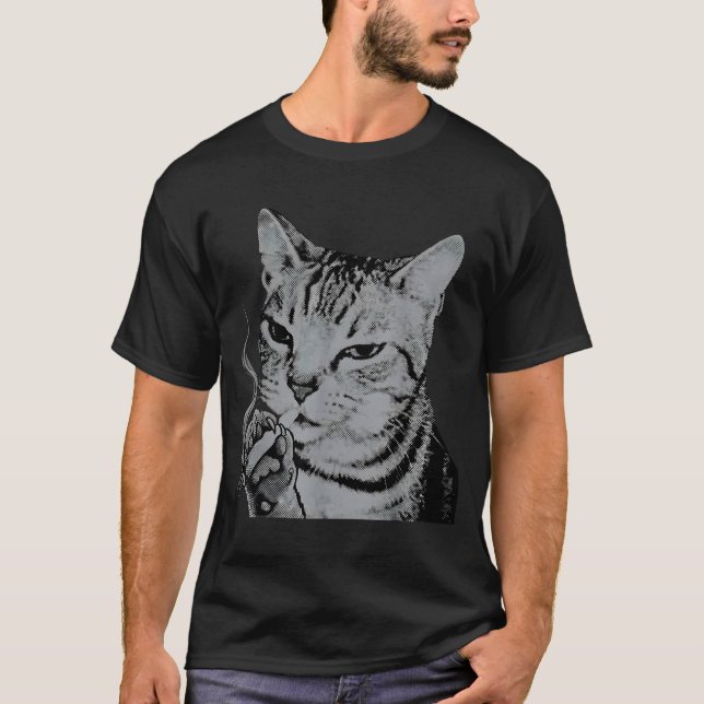 Cat Meme Silly Cat Funny Smoking T-Shirt (Front)