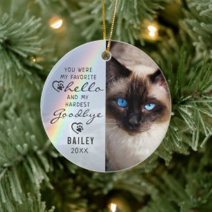 Cat Memorial 2 Photos Rainbow Keepsake Ceramic Ornament