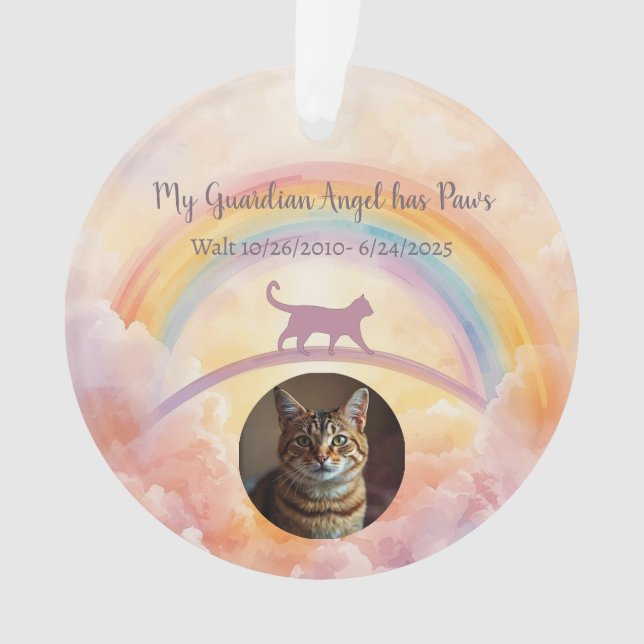 Cat Memorial Acrylic Ornament Rainbow Bridge (Front)