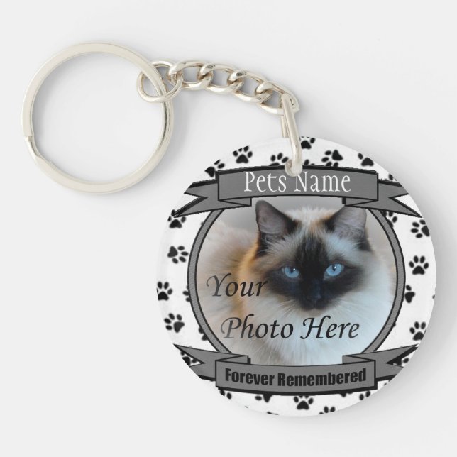 Cat Memorial - Forever Remembered - Pet Loss Cat Keychain (Front)