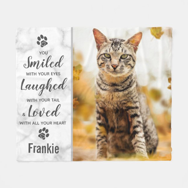 Cat Memorial Photo Fleece Blanket (Front (Horizontal))