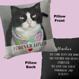 Cat Memorial Photo with Heartfelt Message on Back Throw Pillow