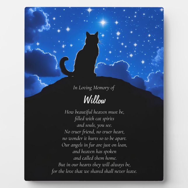 Cat Memorial Sympathy Spiritual Custom Name Plaque (Front)