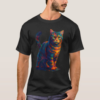 Cat Men Women Colourful Funny Cat Art Lovers T-Shirt