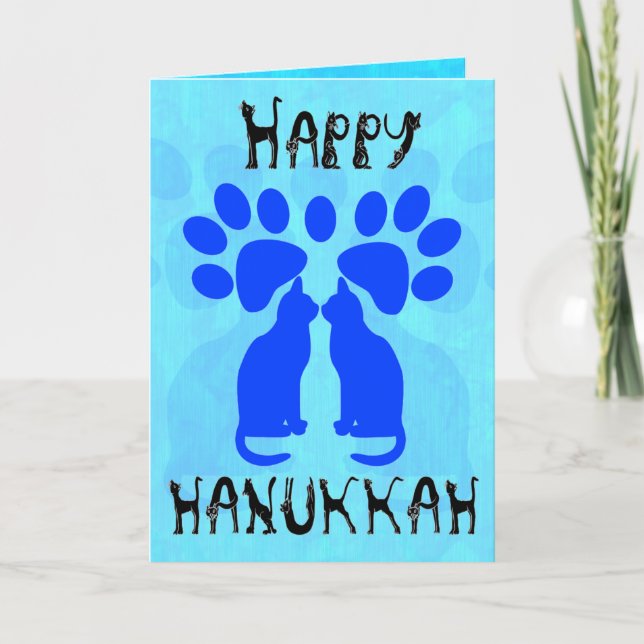 Cat Menorah Chanukah Cartes (Devant)