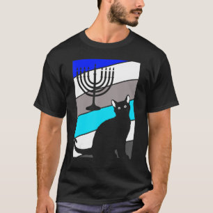 Cat Menorah Hanukkah Cute Kitten Chanukah Jewish H T-Shirt