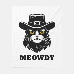 Cat Meow Howdy Funny Cat Fleece Blanket