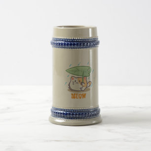 cat meow in raining amazing design beer stein