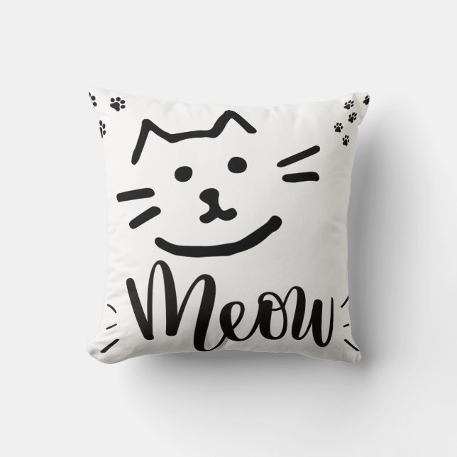 Cat Meow Pillow Case Design  (Front)